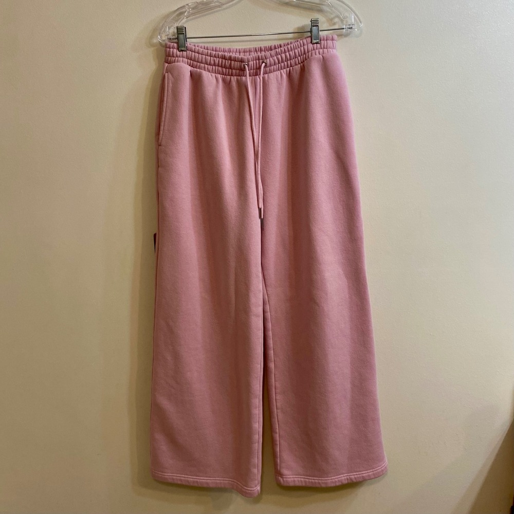 Abercrombie & Fitch Sunday High Rise Wide Leg Sweatpants Pink Fleece Lounge M